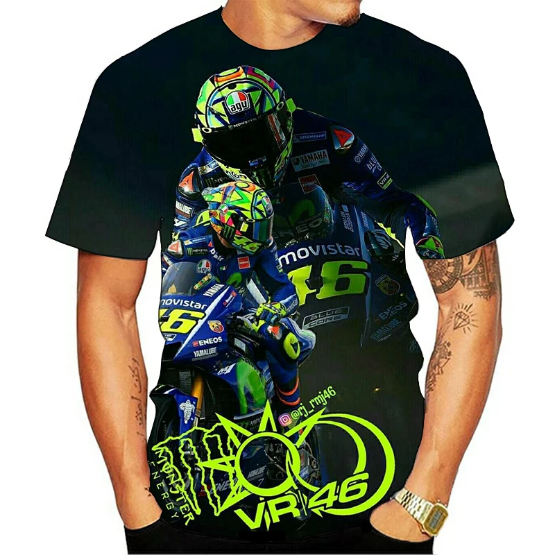 

Road motorcycle summer men's T-shirt 3D printer car rider racing short-sleeved men's shirt fun casual O-neck plus size top 6XL