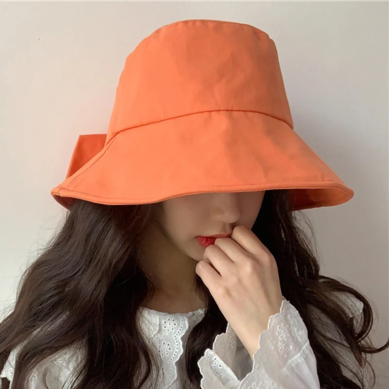 Sun Visor Straw Hat Female Bell Basin Ladies Sweet Fisherman Bow Spring And Summer New Style Beach Ins Bucke | Аксессуары для