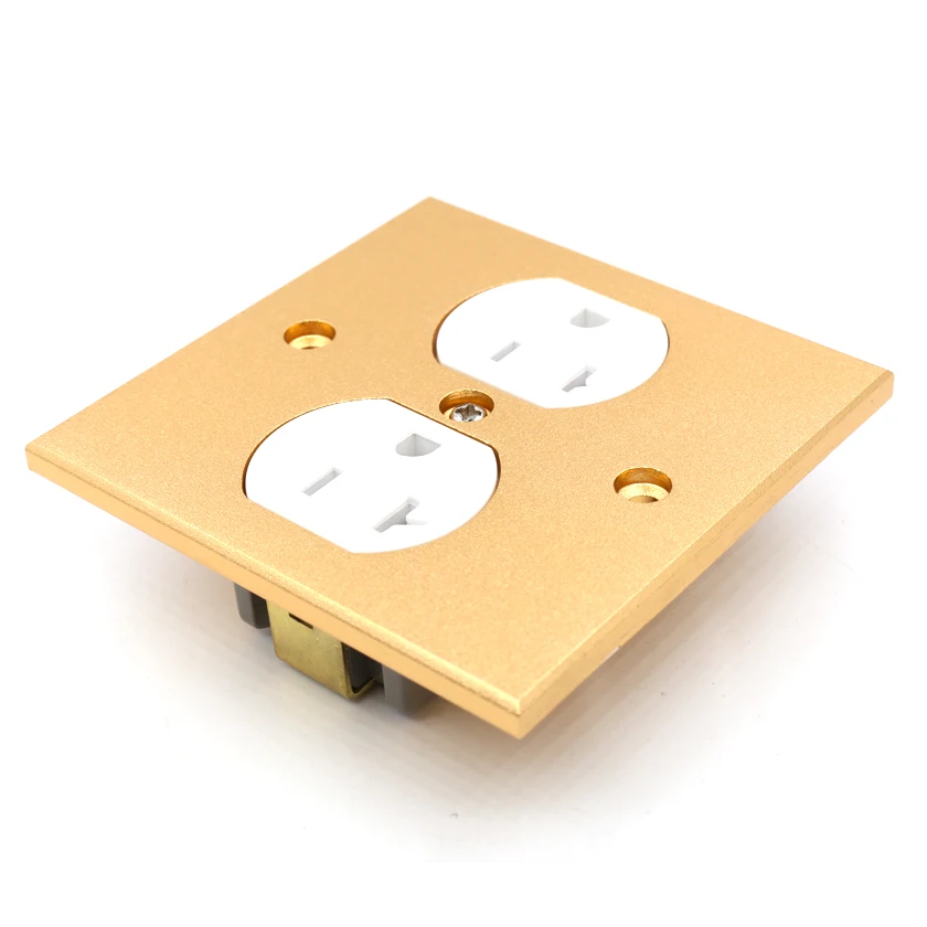 

Piece Pure Alloy Wall, US AC Power Audio AV Grade Wall, Power Outlet 2 Port white 86mmX86mm wall power socket with gold