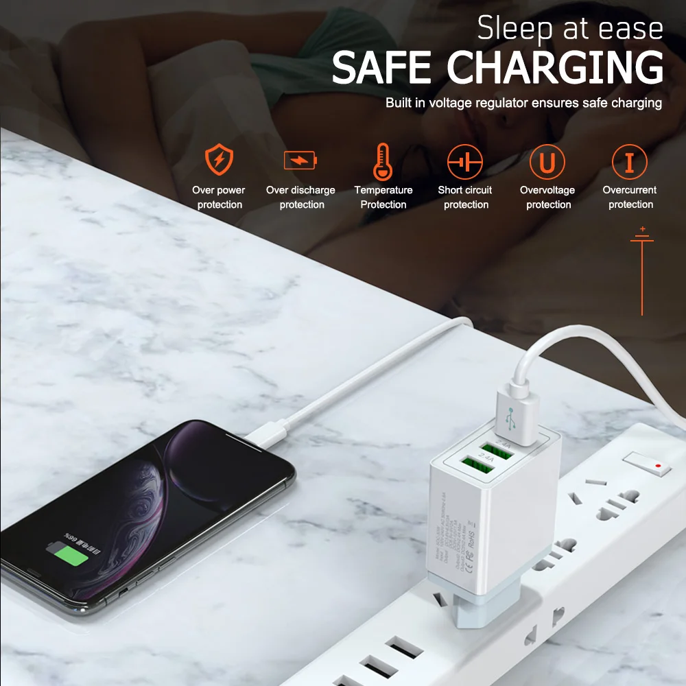 Универсальное зарядное устройство с USB портом и поддержкой быстрой зарядки 30