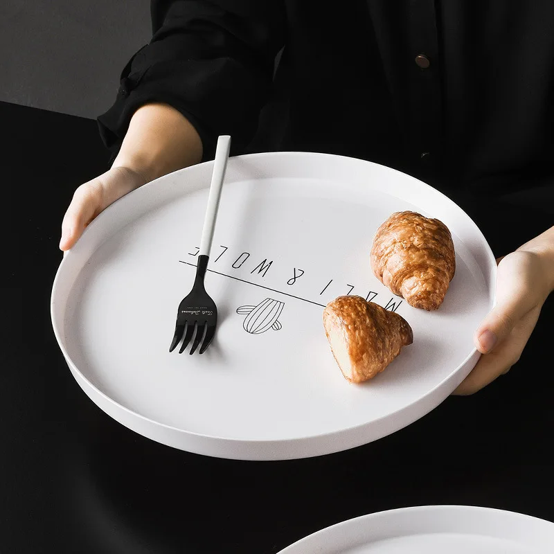 

New Bread plate Plastic Round Breakfast Tray Food Fruit Dessert Plate Snack Storage Trays Kitchen Organizer Decorative Dish Tray
