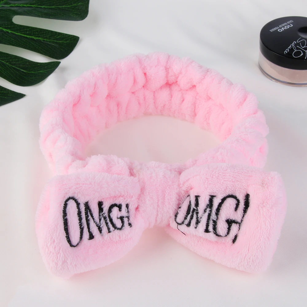 Мягкие флисовые повязки женские с бантом надписью OMG| |