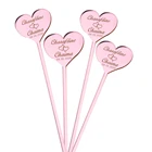 100 * Персонализированная акриловая Коктейльная мешалка с любовным сердцем на заказ, блестящие палочки, украшение для центрального стола свадебной вечеринки