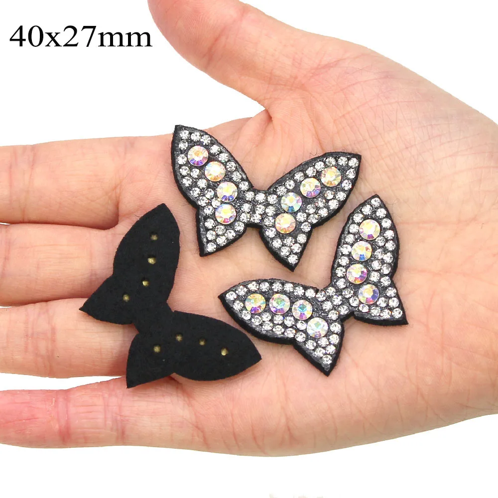 10 шт. Стразы AB с аппликацией черный/белый низ блестящий цветок/банты/бабочка