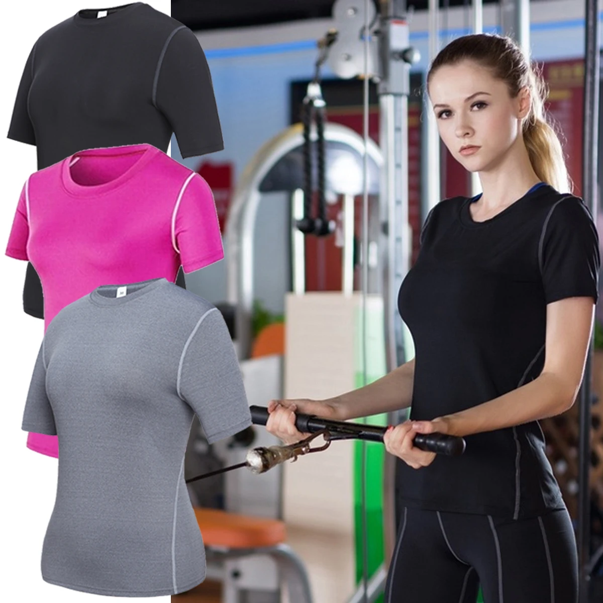 Женская футболка Спортивная рубашка бесшовный топ спортивная одежда для фитнеса