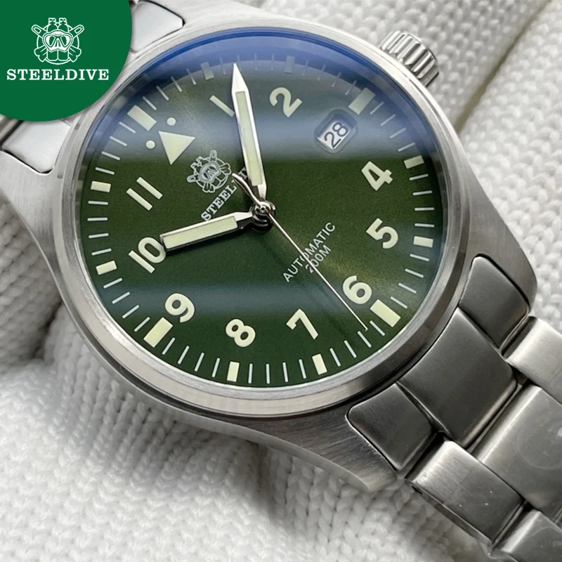 Часы авиаторы из стали для дайвинга 1940 200 м водонепроницаемые светящиеся