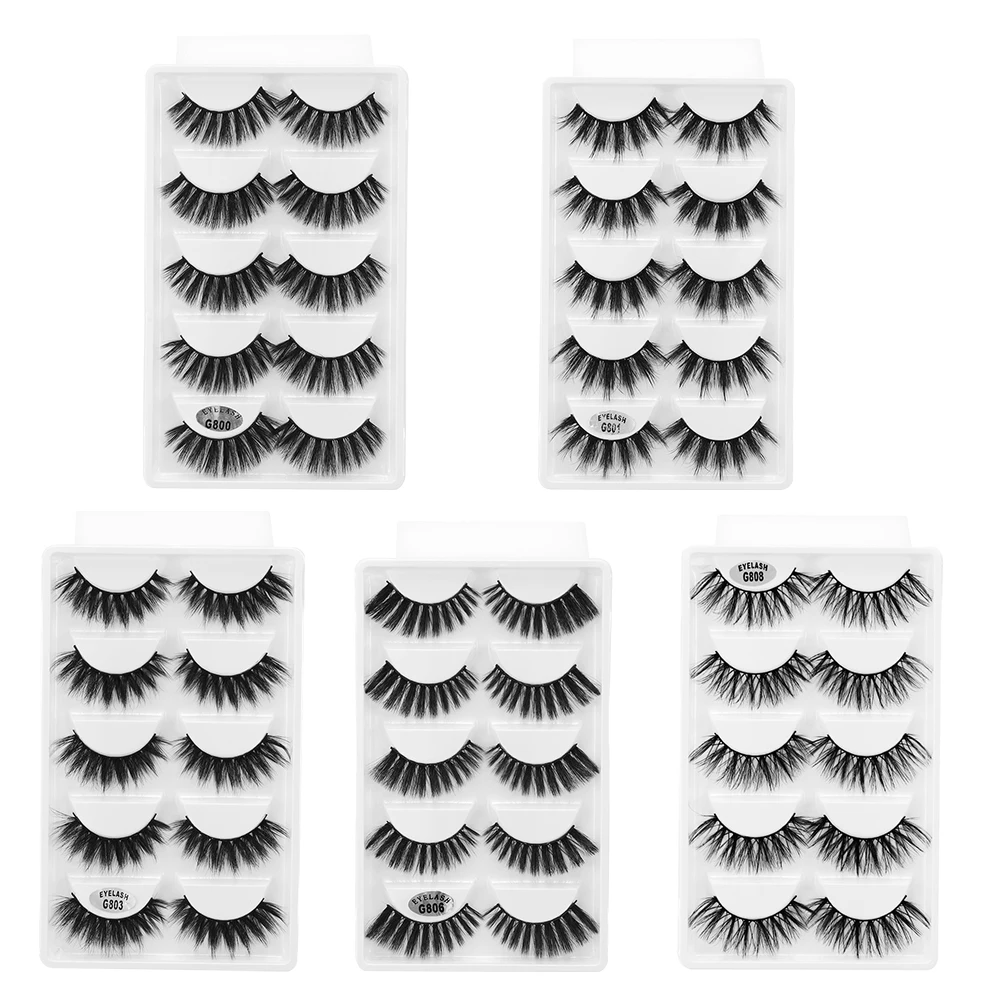 LEKGAVD 5 пар Wispies Fluffies драма ручная работа безжалостные ресницы 6D искусственные норковые волосы Накладные ресницы для наращивания Красота Макияж
