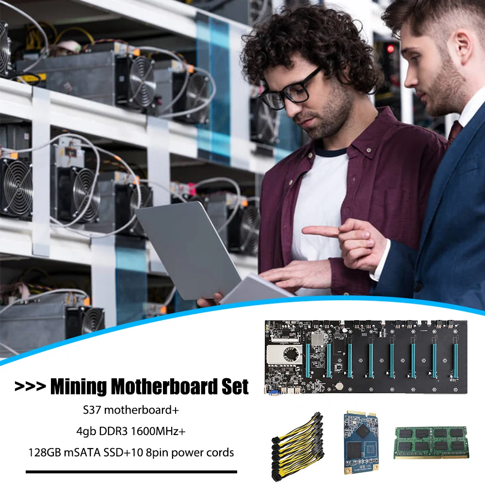 

BTC-S37/BTC-D37 Miner материнская плата 8 GPU майнинга биткоинов набор с объемом памяти 4 ГБ/8 ГБ DDR3 1600 МГц Оперативная память 1037U 128 ГБ mSATA SSD Мощность кабе...
