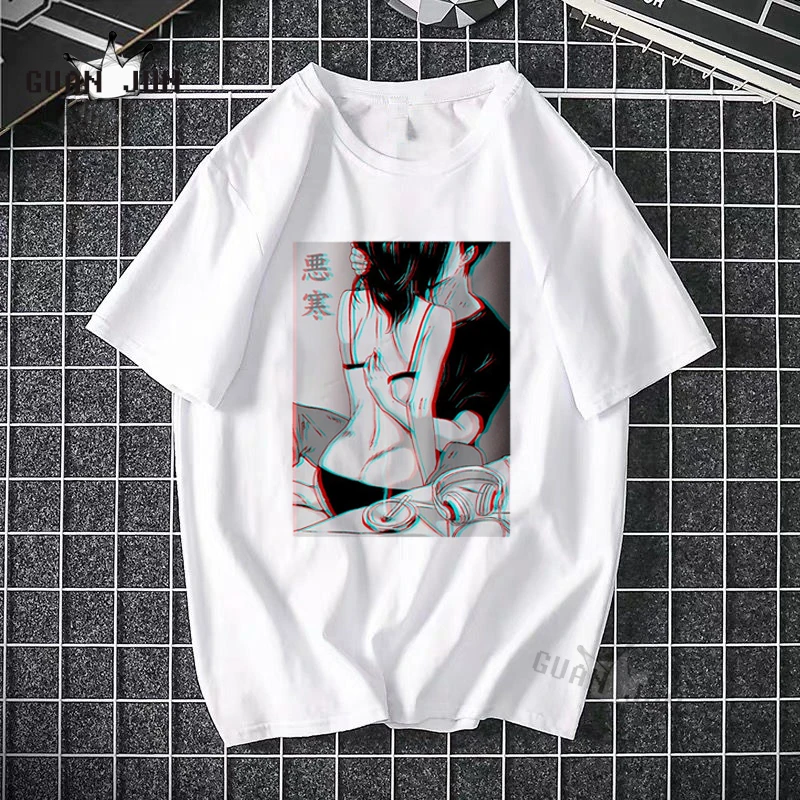2020 Vintage Fashion Streetwear Unisex T-Shirt Harajuku Japanese Man Women Tshirts Catton Black Graphic Tee Hipsters Mens Tops images - 6