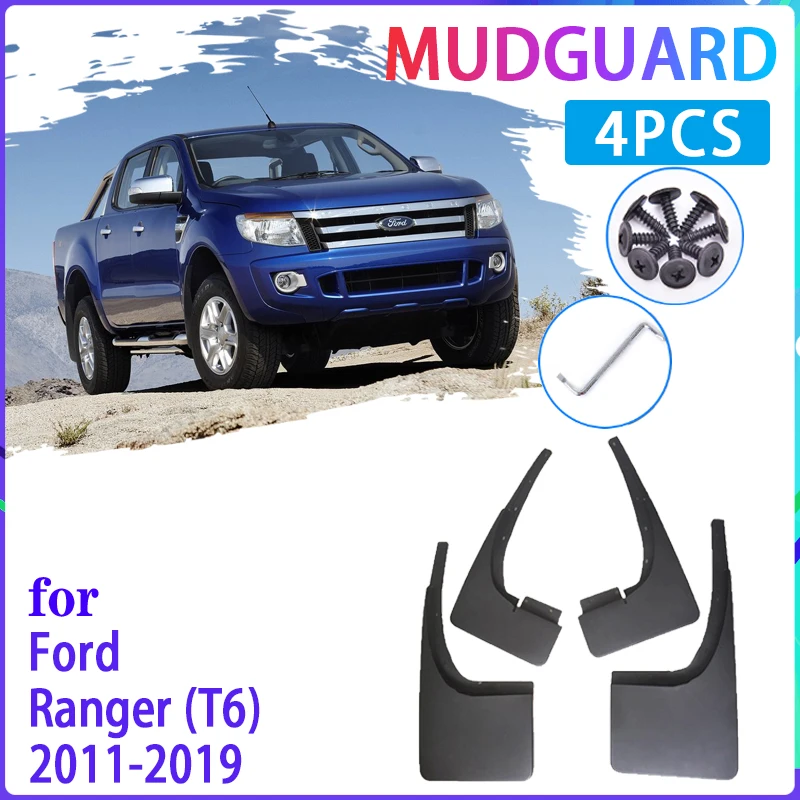 4 PCS Car Mud Flaps  for Ford Ranger T6 2011~2019 2012 2013 2014 2015 Mudguard Splash Guards Fender Mudflaps Auto Accessories