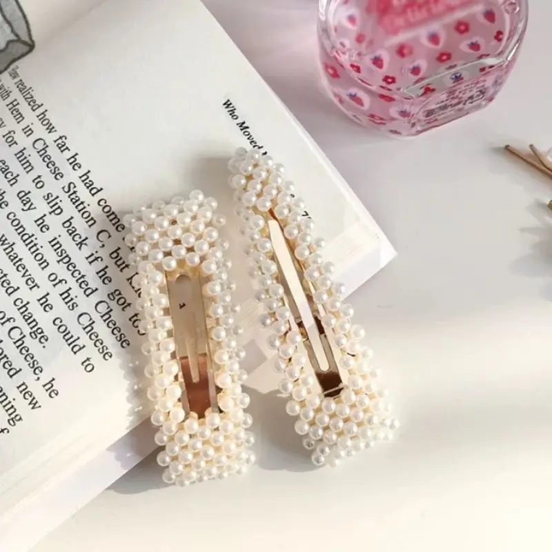 Простая модная жемчужная заколка для волос зажим челки боковой папка слов