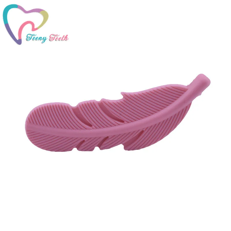 Cuentas de silicona de pluma para mordedores de beb&eacute;, collar masticable sin BPA, colgante de dentici&oacute;n de grado alimenticio, regalos de ducha, 3 uds.-1