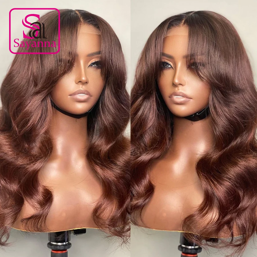 

Body Wave Wigs For Women Human Hair Honey Brown 13x4 Lace Front Human Hair Wigs Transparent Lace Wig Chocolate Colored Wig 180%