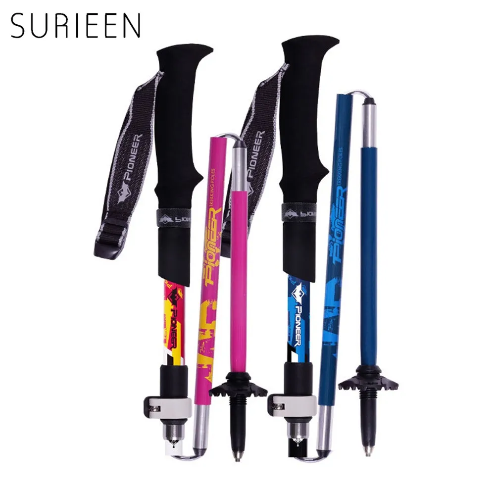 

1Pc Carbon Fiber Lock Folding Rod Trekking Pole Ultralight 5 Section Adjustable Collapsible Travel Hike Walking Stick Alpenstock