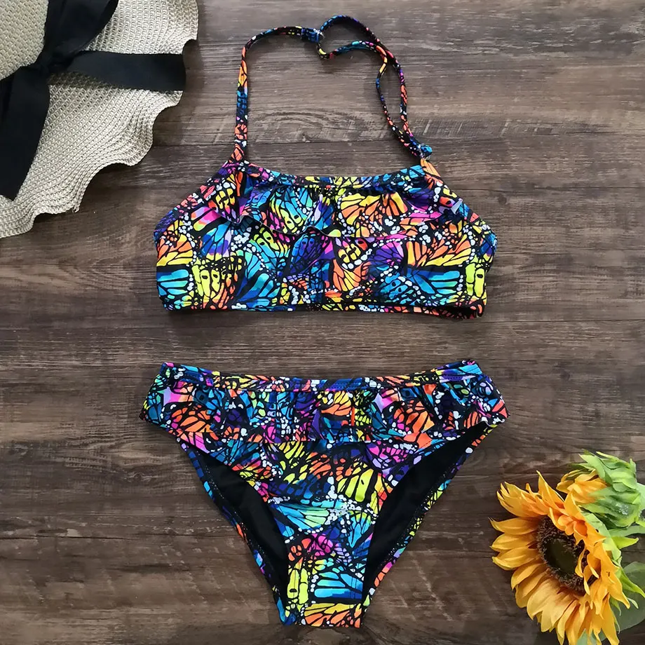 Женский купальник детский с принтом бабочки комплект бикини для девочек