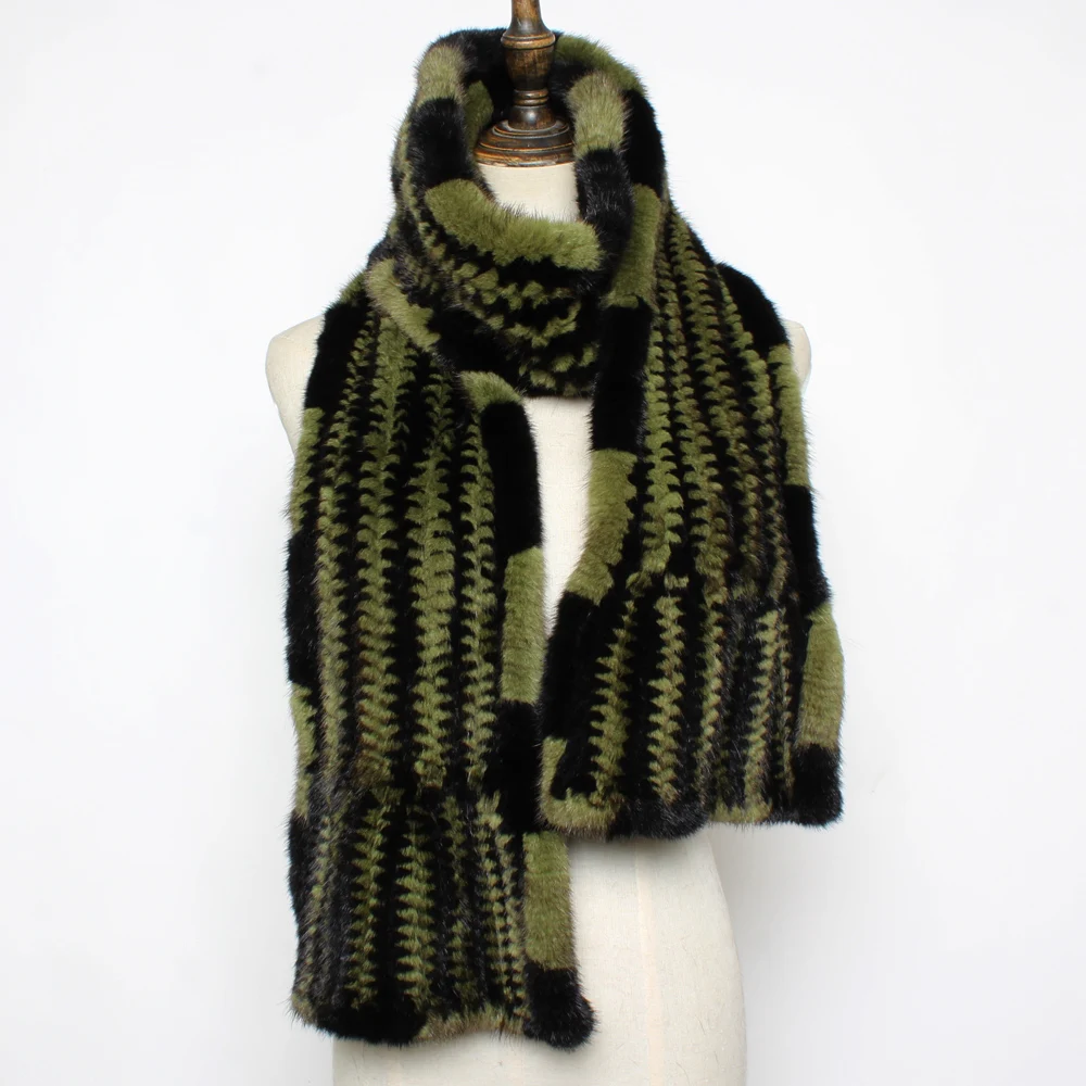 Шарф женский из натурального меха норки зимний теплый длинный |