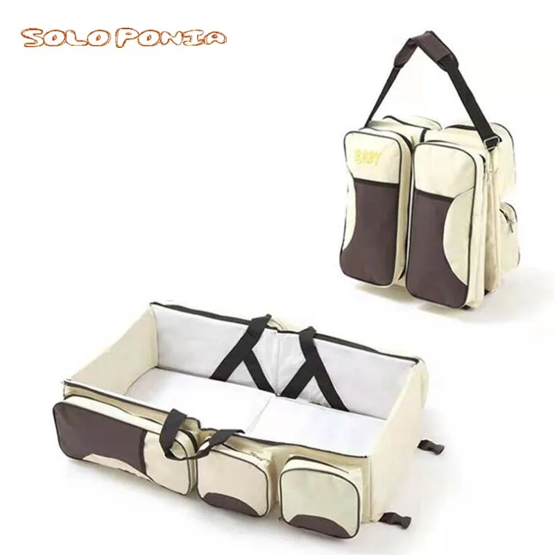 

Diapers Foldable Mummy Shoulder Bag 3 In 1 diaper bag Waterproof baby travel bed Crib Changing Baby Nappy Bag Bassinet Crib