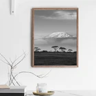 Крепление Kilimanjaro's Snow Top из Savana, холст, живопись, Настенная картина, черно-белая дорожная фотография, плакат, Художественная печать, домашний декор