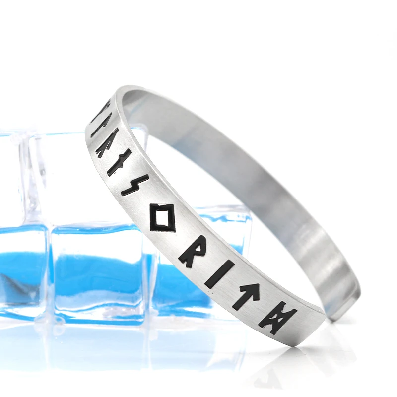 KLDY Новый скандинавский Викинг браслет с рунами регулируемый из нержавеющей