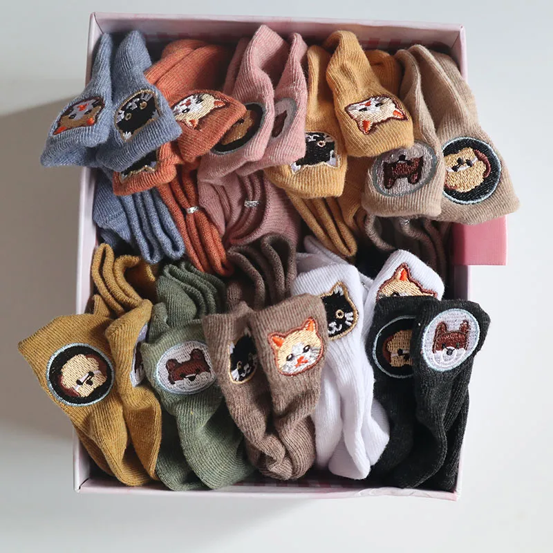 Calcetines tobilleros Harajuku Kawaii para Mujer, De algodón, estilo coreano