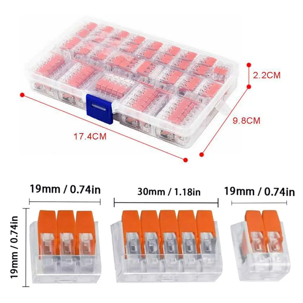 

75Pc/Box For Hot Wago 221 Electrical Connectors Wire Cable Reusable Mini Home Connector Wire Quick Clamp Terminal Terminal H4V3