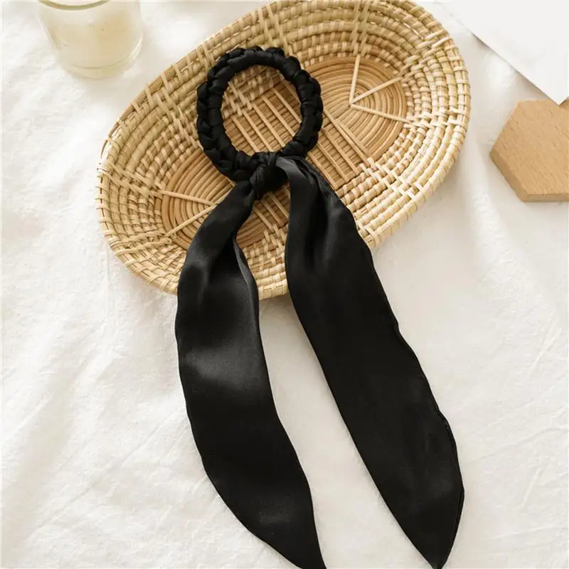 36 Floral Print Elastic Knot Ribbon Scrunchies Women Vintage Big Bow Fabric Hair Ties Girls Satin Hair Accessories Soft Hairbands - Цвет: 36