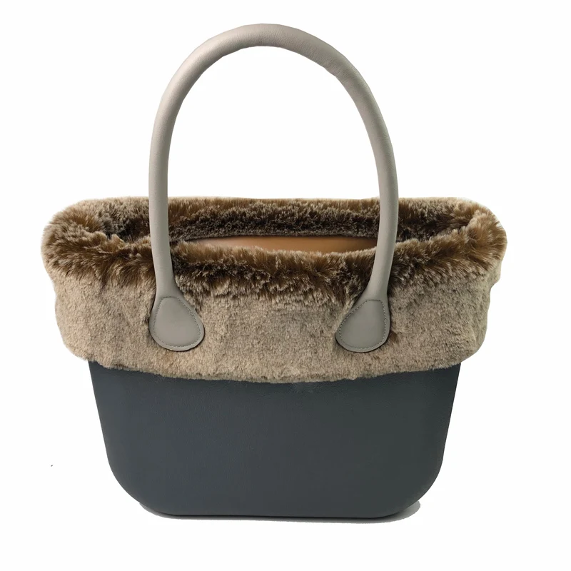 Классическая Мини коричневая меховая плюшевая отделка для obag сумки