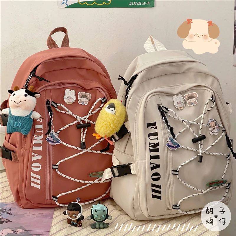 

YJ1275 Dark tooling backpack Korean version of ulzzang school bag male and female students Hong Kong style retro backpack