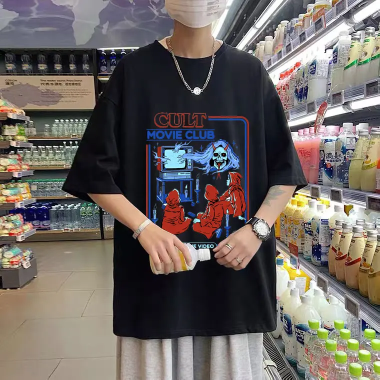 

Cult Movie Club Print T-shirt Male Tee Men Women Fashion T Shirts New Mens Casual Tshirt Man Hip Hop Punk Rock Tops Short Sleeve