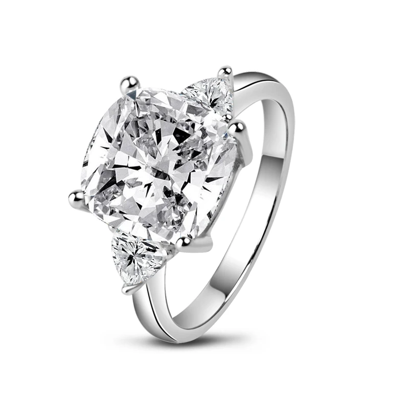 

Anu 925 Sterling Silver 5.0ct Cushion AAAAA Anu Diamond 3 Stone White Engagement Wedding Ring Wholesale