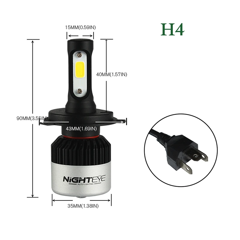 

Super Bright Car Headlights LED H4 LED Auto Bulb 72W 9000LM Automobiles Headlamp 6500K Car Headlight Bulbs