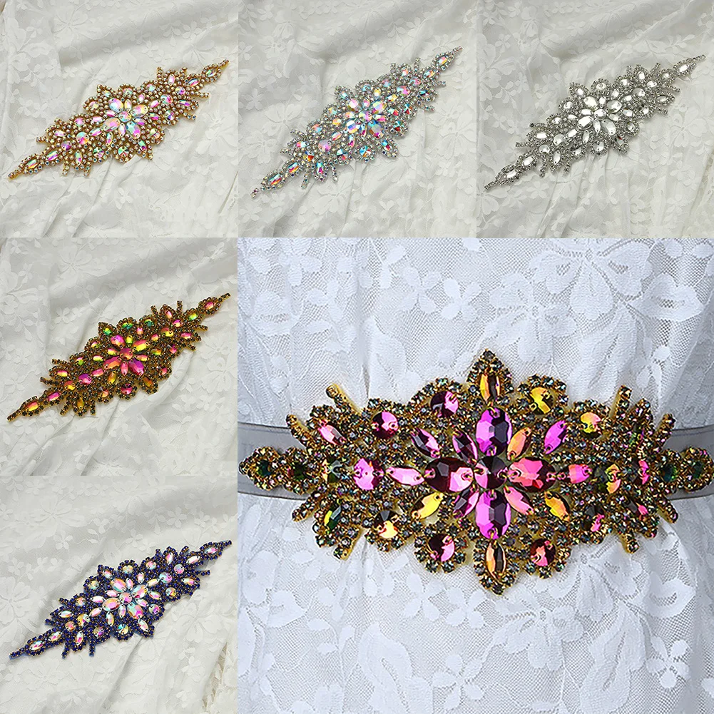 9 Styles Wedding Rhinestone Applique Gold Silver Bridal Beaded Crystal Appliques Patch Iron On For Dresses | Дом и сад