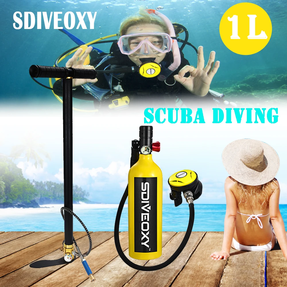 

SDIVEOXY, кислородный резервуар для подводного плавания, портативное оборудование для дайвинга оборудование для плавания и ныряния 1 л, оборудо...