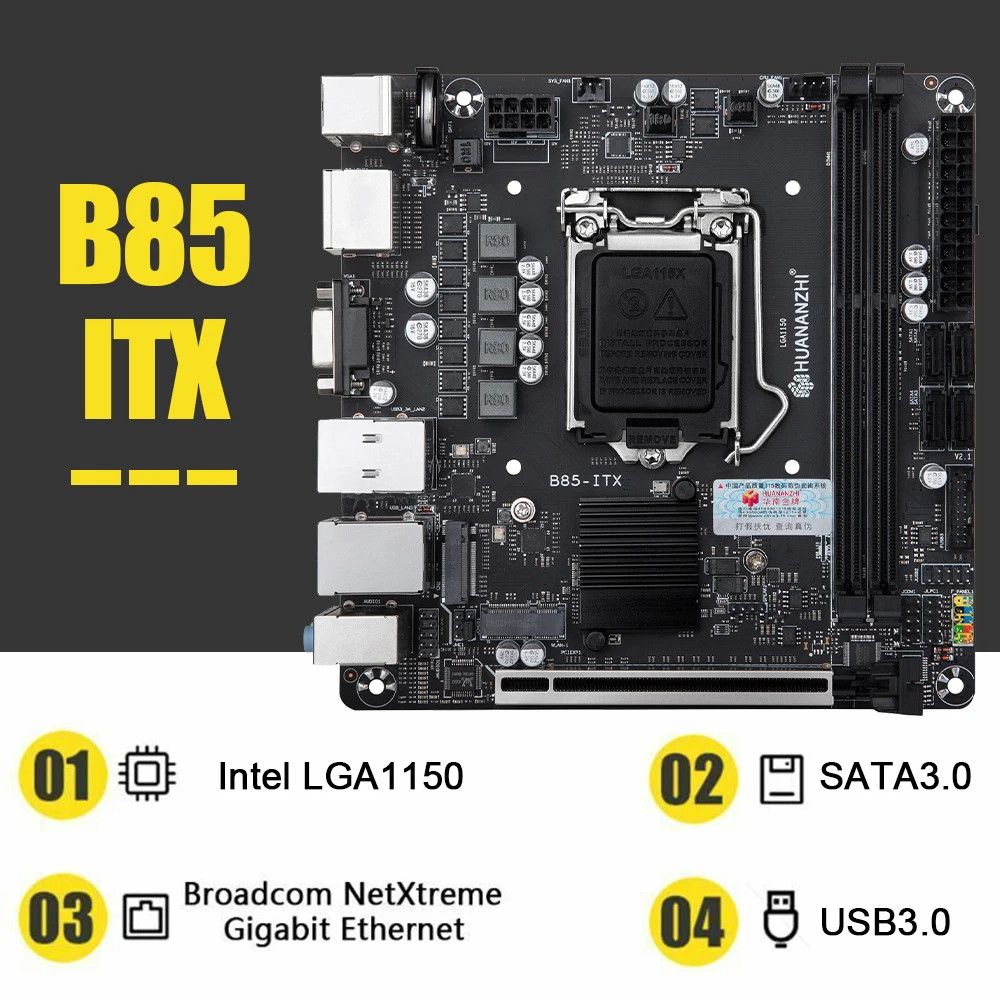 

Материнская плата HUANANZHI B85-ITX 2xDDR3 память M.2 интерфейс DDR3 1333/1066 МГц Поддержка процессоров LGA 1150