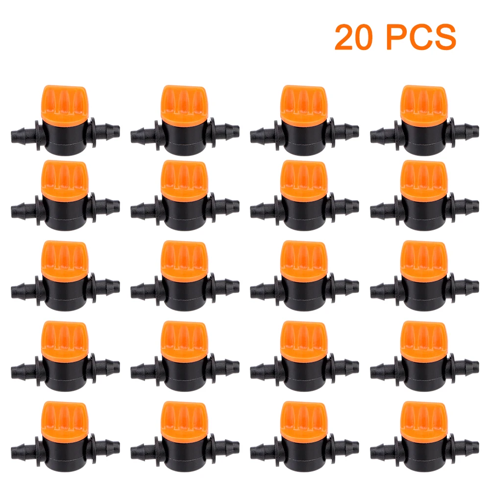 

4/7mm Hose Controller Water Hose Valve 1/4" Pipe Mini Valve Garden Irrigation Switch 20pcs Barbed Adapter