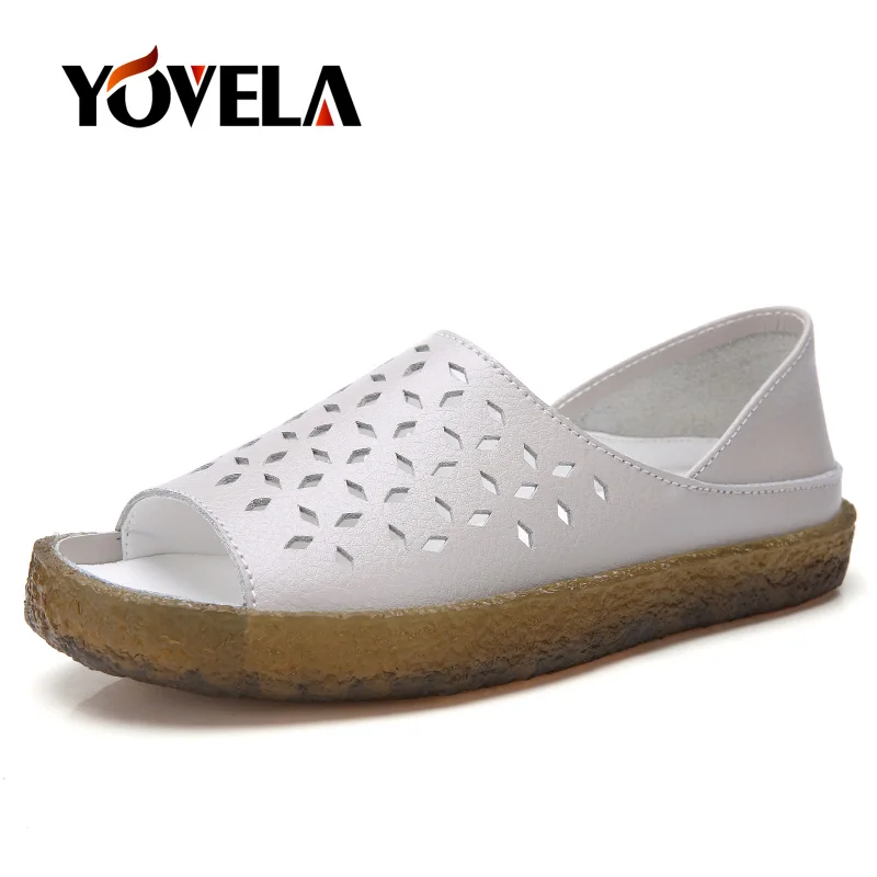 Сандалии женские из натуральной кожи босоножки с перфорацией мягкая подошва