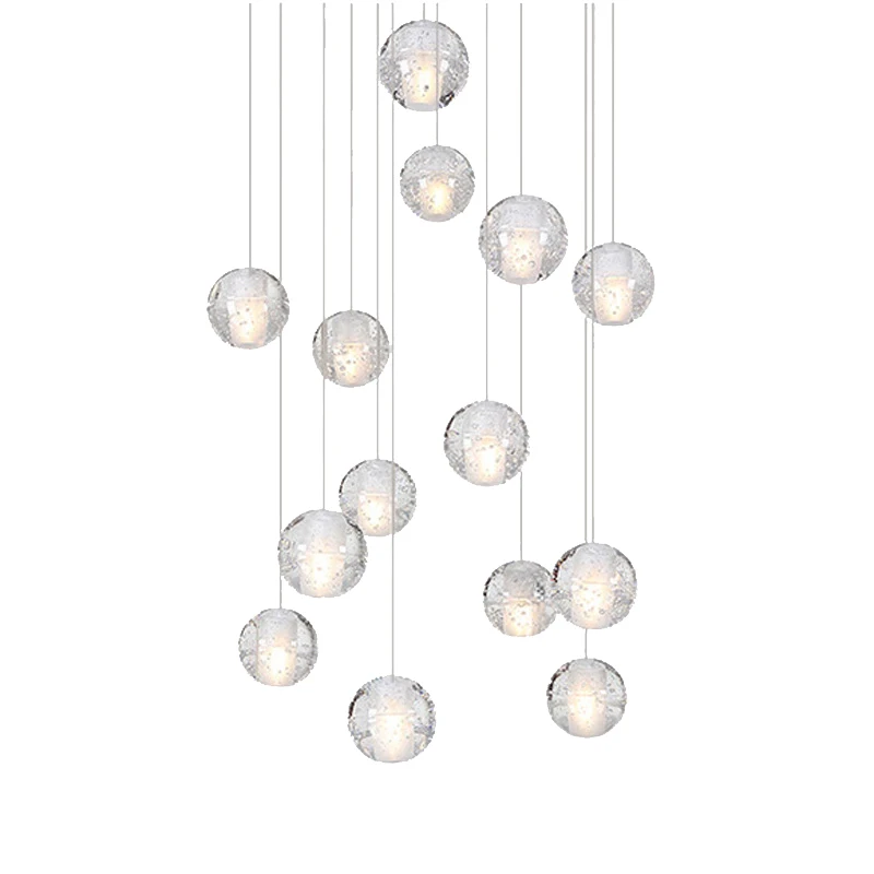 

Ball LED Chandelier Indoor Villa Living Room Staircase Lighting Hotel Lobby Clubhouse Decor Hanging Lights Simple Glass Modern