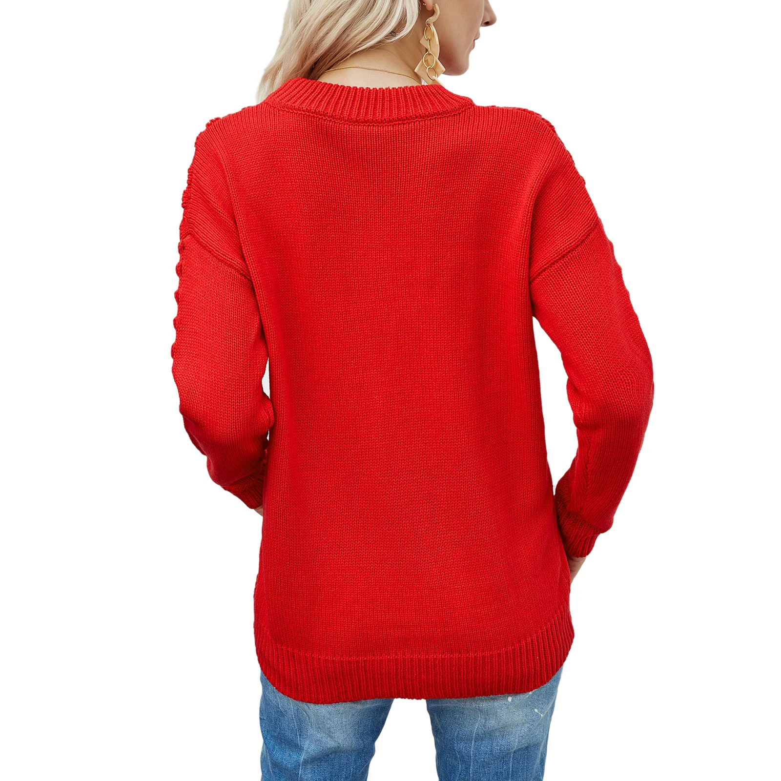 

Women Fall sweater Hollow Tops Elastic Party Clothes Long Sleeve Loose Warm Round Collar lady Knitting Pullover fall sweater