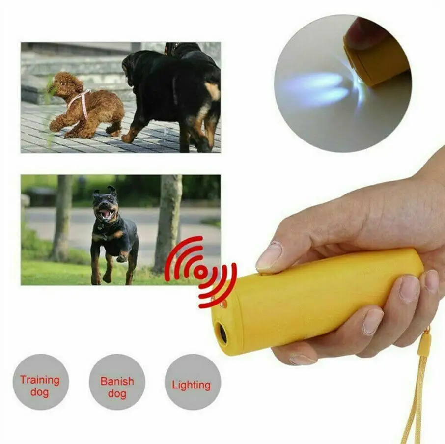 Ультразвуковой Отпугиватель собак устройство 3 в 1 для дрессировки домашних