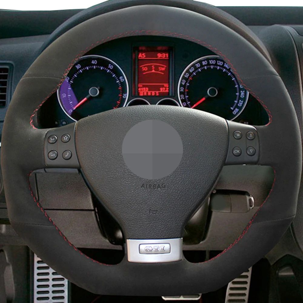 Чехол рулевого колеса автомобиля для Volkswagen Golf 5 Mk5 GTI VW R32 Passat R GT 2005 черная ручная