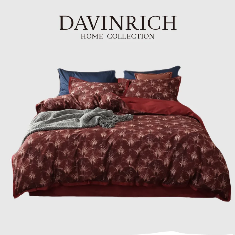 

Итальянский комплект постельного белья в стиле ретро DAVINRICH, красный геометрический роскошный комплект пододеяльника из египетского хлопка...