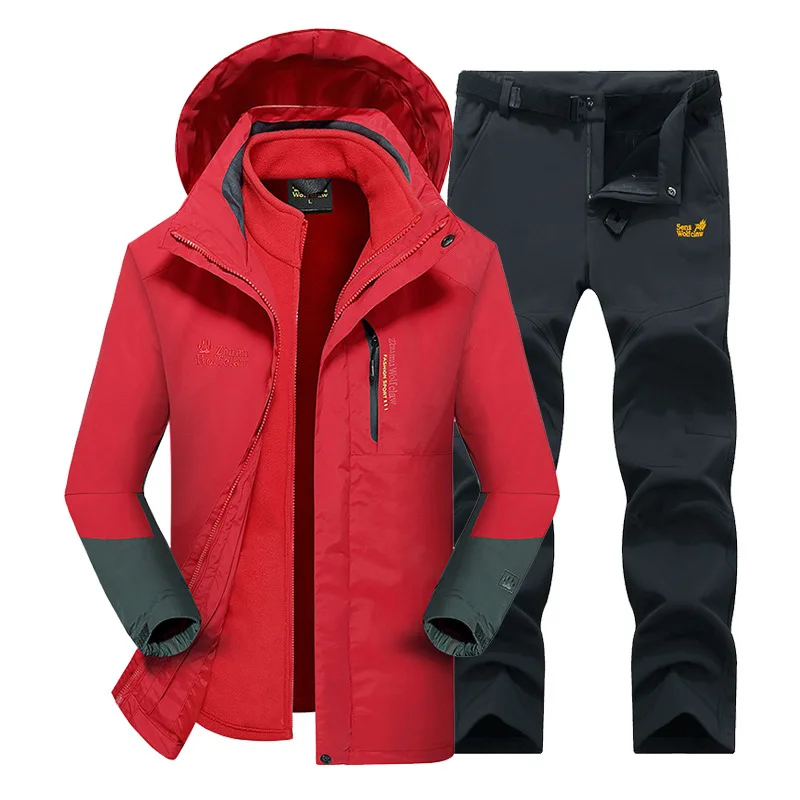 Лыжный костюм мужской для сноуборда флисовая куртка + штаны утепленные