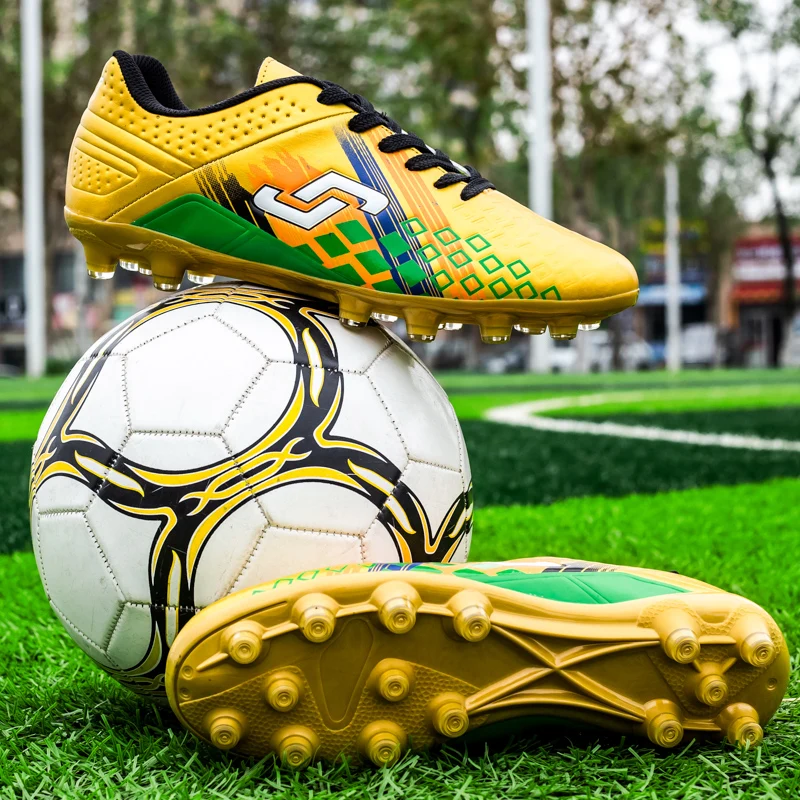 2020 Новая Мужская футбольная обувь зеленая желтая подростковые футбольные