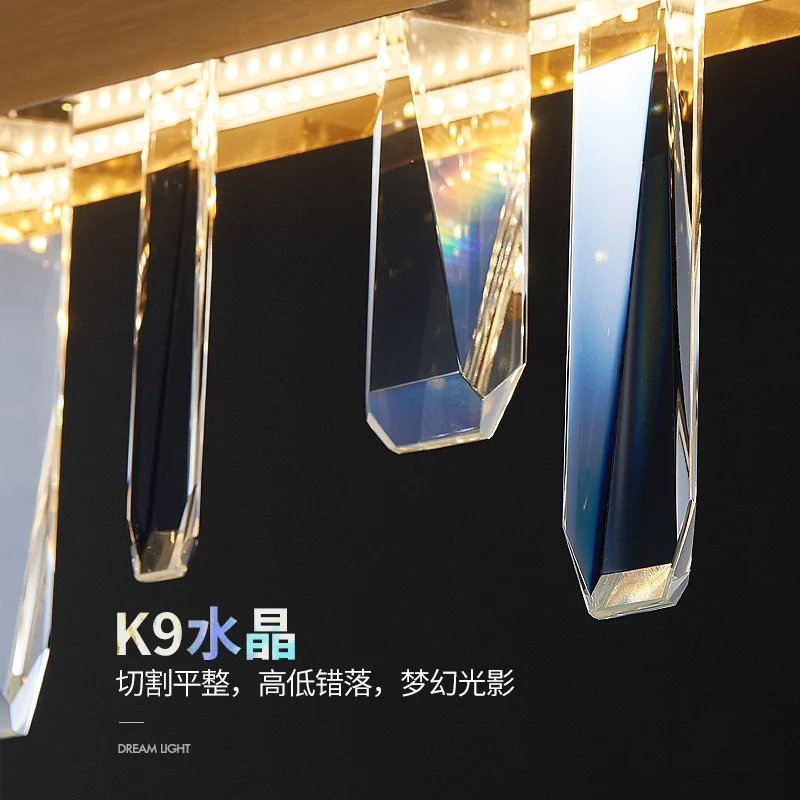 Candelabro de cristal K9 de lujo, iluminación LED moderna para comedor, Isla, luces colgantes, accesorios de decoración de cocina, lámparas colgantes doradas