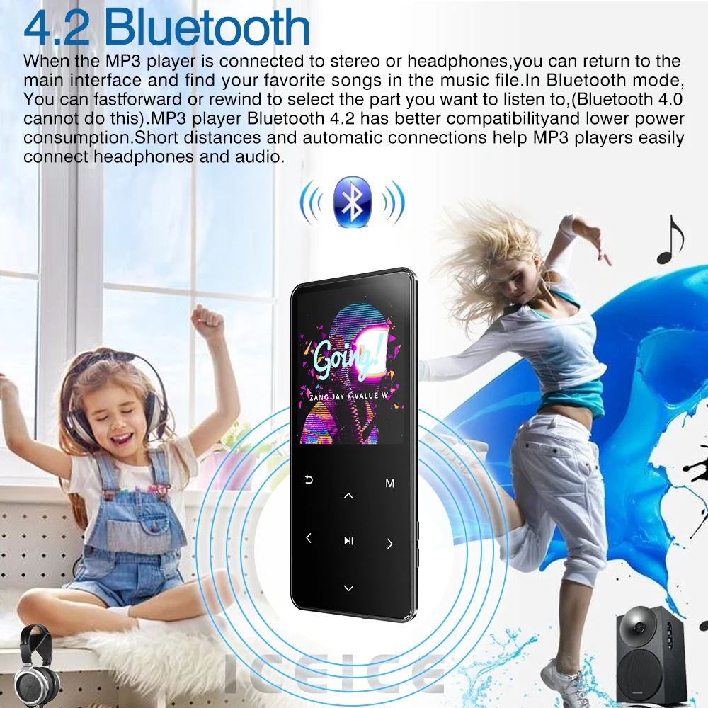 Mp4-плеер с Bluetooth Hi-Fi плеер портативный Walkman Fm-радио запись колонка сенсорной