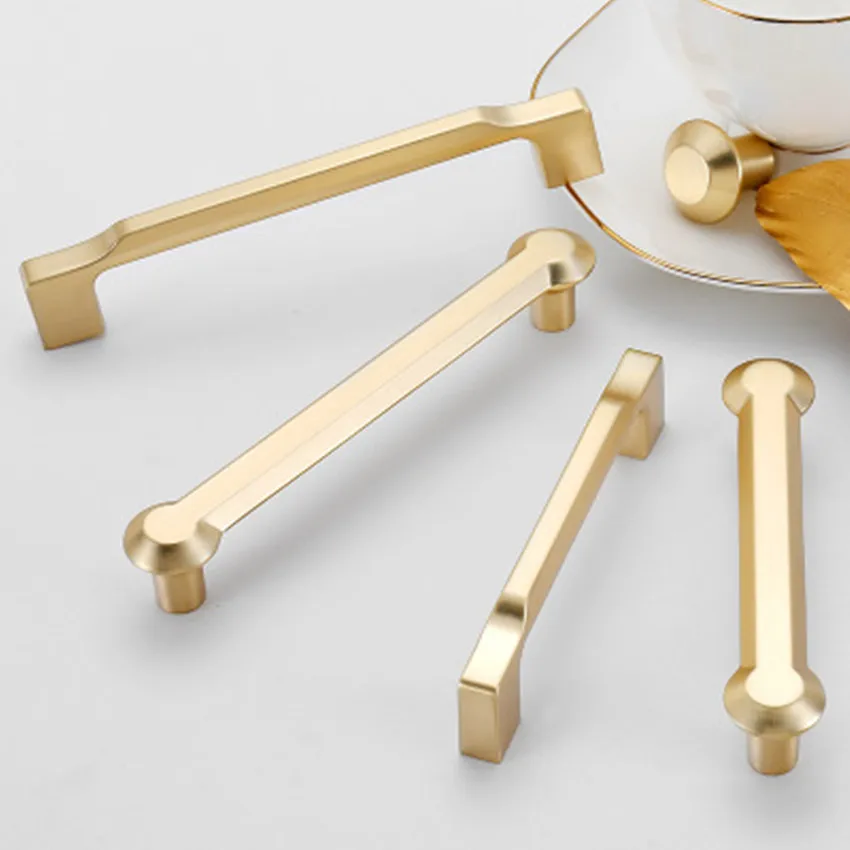 Ручка для винного шкафа 96/128/192 мм матовая латунная золотого цвета ящика
