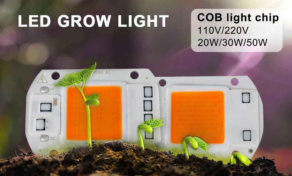 COB Led лампа для выращивания света чип полный спектр 220 В 110 В 20 Вт 30 Вт 50 Вт 380-780нм фитолампа для комнатных растений рассады цветок фитолампи