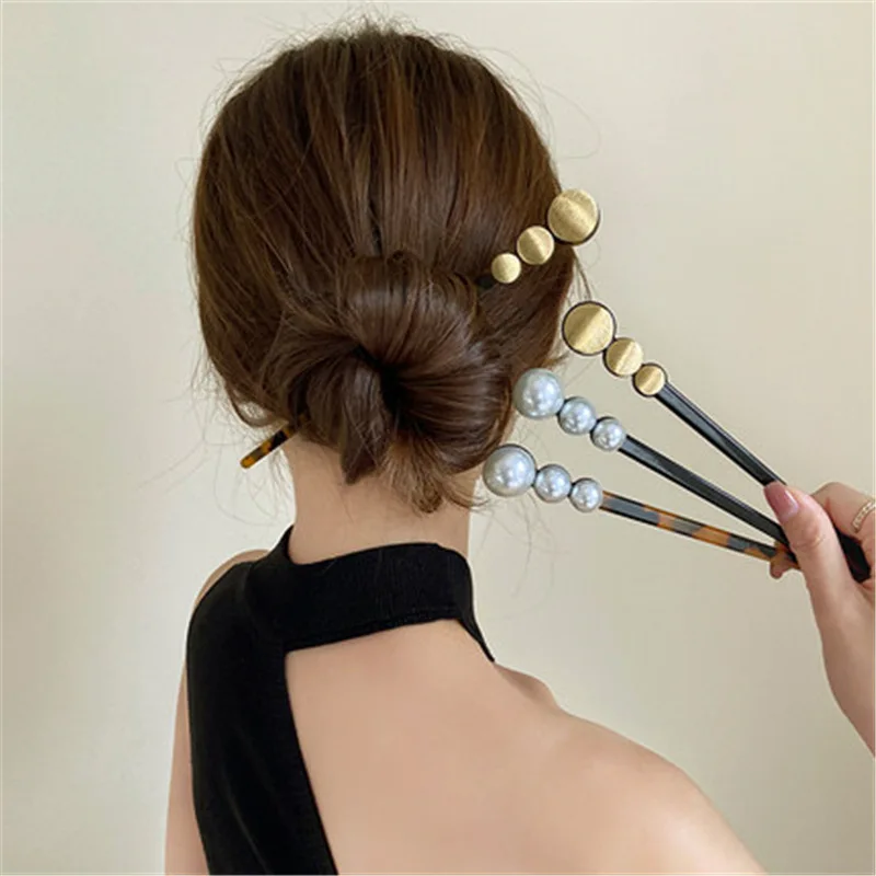 

2021 корейские Металлические Круглые шпильки для волос, Необычные геометрические полые длинные тонкие шпильки для волос для женской вечерин...