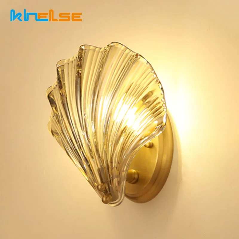 Скандинавский простой современный настенный светильник из раковины Медный