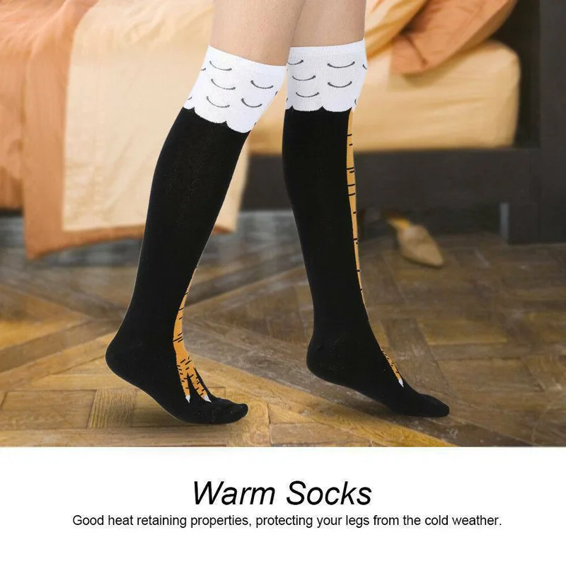 

Women Crazy Funny Chicken Leg Cluck Novelty Knee Thight High Sock Breathable Fitness Gift A66